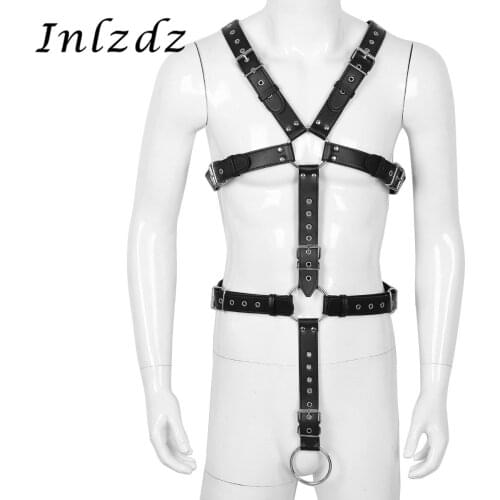 Harness Mens Lingerie Full Body Chest Harness Bondage Belt Gay Homme Sex Costume Groin Strap with O-Ring Male Body Chest Harness