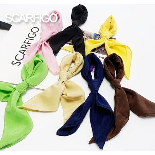 SCARFIGO 50*50CM 100% Silk Scarves Solid Color Womens Scarves Square Silk Scarf Headscarf