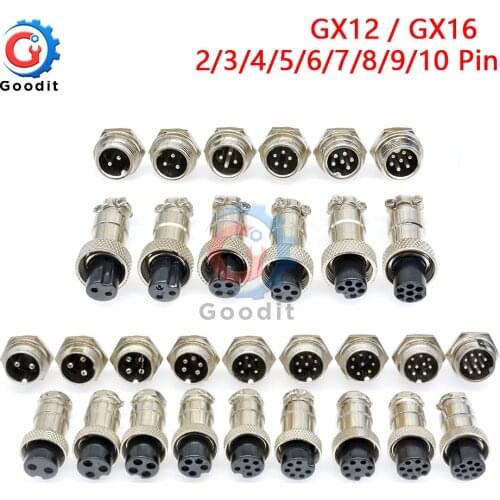 1set GX12 GX16 2/3/4/5/6/7/8/9/10 Pin Male+Female 12mm 16mm Circular Aviation Socket Plug Wire Panel Connector with Plastic Cap