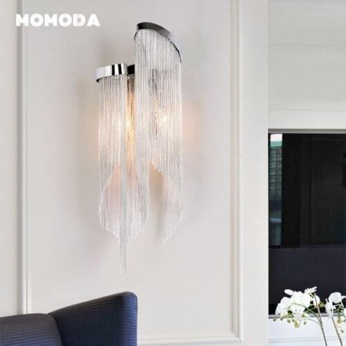 Modern LED Wall Lamps Retro Tassel Aluminum Chain Gold Chrome Indoor Lighting Bedroom Living Room Corridor Wall Sconce Lights