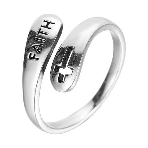 Cool Punk S925 sterling silver jewelry faith adjustable Rings&Stainless Steel Rings For Women vintage cross Gifts