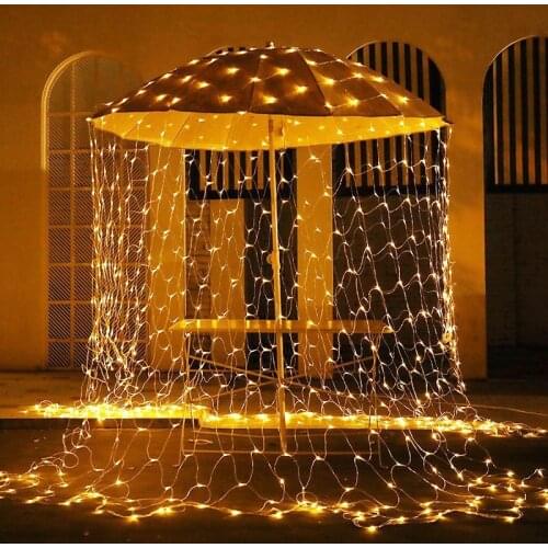 120L LED String Lights 8Modes 220V1.4Mx1.2M Festival Christmas Decoration New Year Wedding Party Waterproof