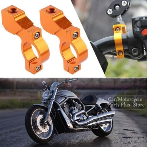 Pair Universal Motorcycle ATV Rear View Mirror Bracket Mount Adapter Holder Clamp Screw CNC Aluminum Handlebar