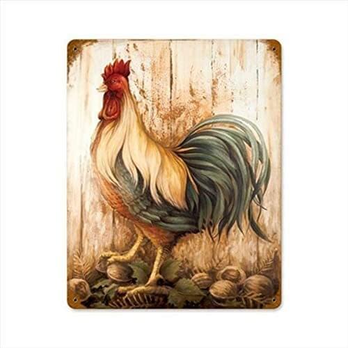 Retro Vintage Metal Sign Tin Sign Rooster Chicken Outdoor Garden Home Bar Kitchen Wall Decor Sign 12X8Inch