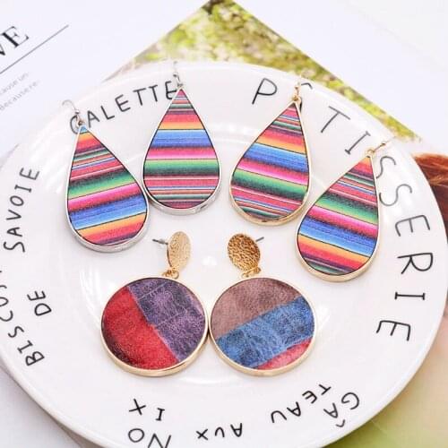 Drippings Round Earring Teardrop Iridescence Simple Retro Colorful Party Female