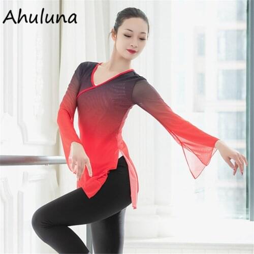 6 Colors Transparent Modern Dance Costumes Tops For Women Chinese Classical Traditional Stage Female Clothes D038