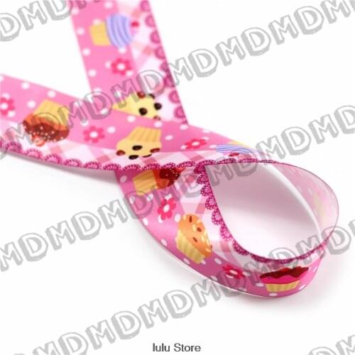 100 Yards 9mm-75mm Size Sweet Ice Cream Printed Satin Ribbon DIY Handmade Gift Wrapping, Packing Webbing MD160623-22-4798