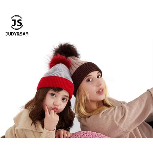 Fashion Womens Winter Knitted Fur Beanie Hats With Real Raccoon Fur Pompoms Caps Ear Protect Causal Fur Hats For Women