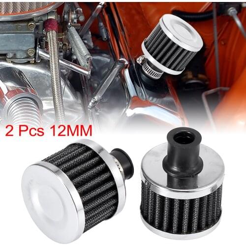 2 Pcs Universal 12mm Air Intake Filter Cleaner Round Tapered Replacement with Adjustable Hose Clamp Mesh Conefor For Car