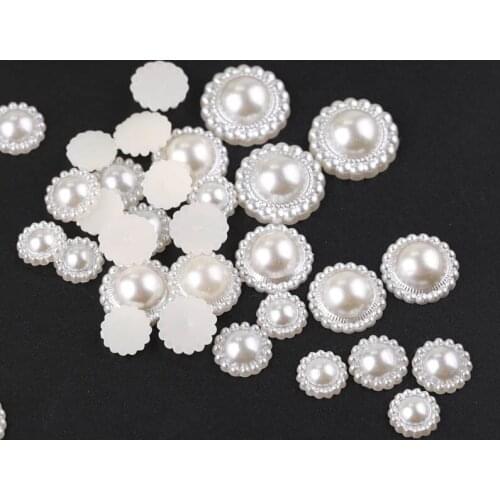 20pcs diy jewelry accessories hair accessories material ABS pearl patch small flower semi-circular pearl color sun flower