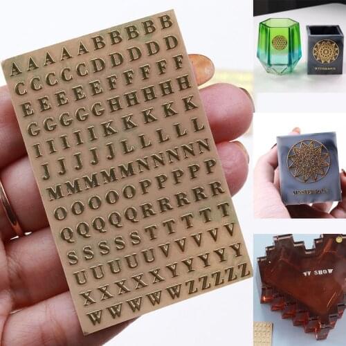 5 PCS Alphabet Letters Glitter Sticker UV Epoxy Resin Fillings Gold Letters Cat Flowers Stickers Resin Mold Decor