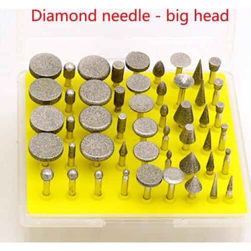 50Pcs Diamond grinding Needle Point Burr Bits Drill Head Accessories Tip Alloy Cylindrical Ball