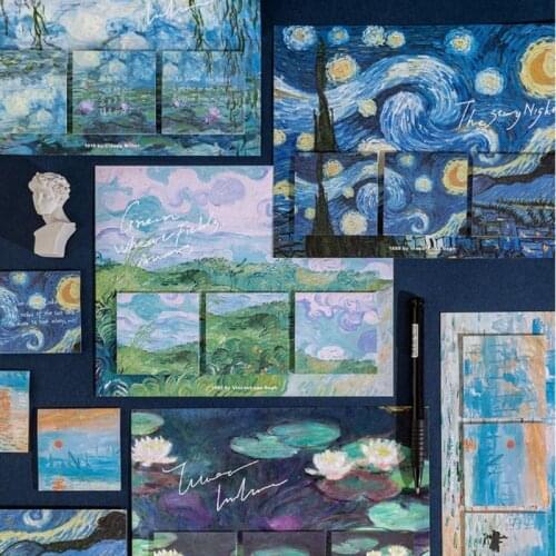 60Pcs/Set Artist Van Gogh Notes Sticky Notes Office Kawaii Notes Diary DIY Creative Notes Deco Stationery Scrapbooking Cards