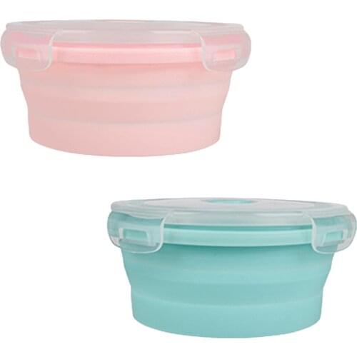 600ml/1000ml Collapsible Anti-broken Silicone Lunch Box Microwave Oven Bowl Round Folding Bento Box Food Storage Container