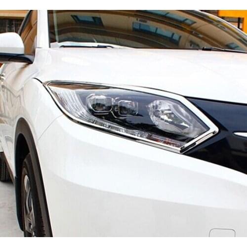 ACCESSORIES CHROME FRONT HEADLIGHT LAMP COVER TRIM MOLDING GARNISH HEAD LIGHT FOR HONDA HR-V HRV VEZEL 2014 2015 2016