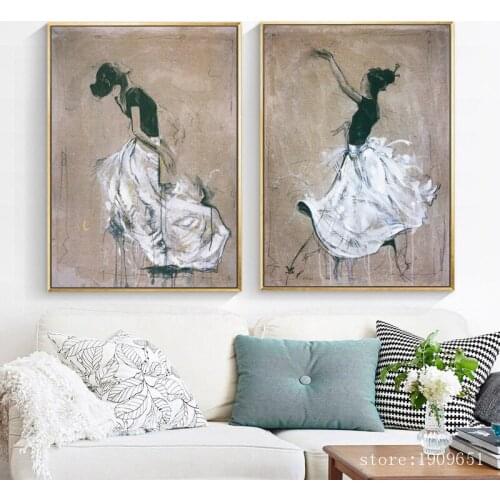 No frame abstract cartoon dancing girl canvas printings oil painting printed on cotton home wall art decoration pictures