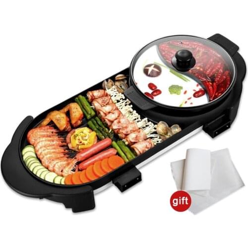 Big Size Disconnect-type Two Flavor Hot Pot And Grill BBQ Household Grill Electric Grill Hot Pot Smokeless Barbecue Machine