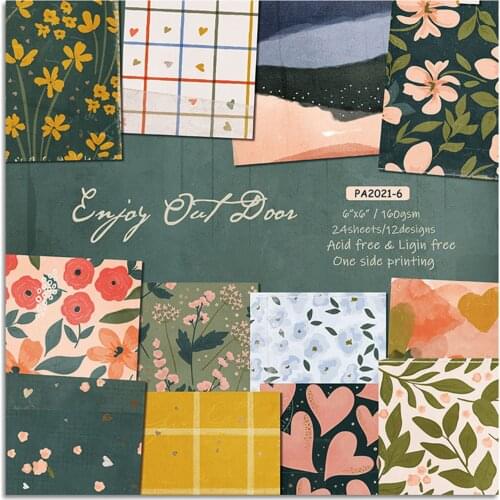24Sheets 6 Inch Scrapbook Paper Pack Background Paper Pad Paper Cardstock DIY Scrapbooking Album Gift Packaging Decoration