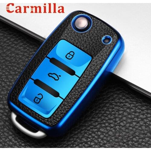TPU Leather Car Key Case Cover For VW Golf Bora Jetta POLO GOLF Passat B8 For Skoda Octavia A5 A7 Fabia Seat Ibiza Leon