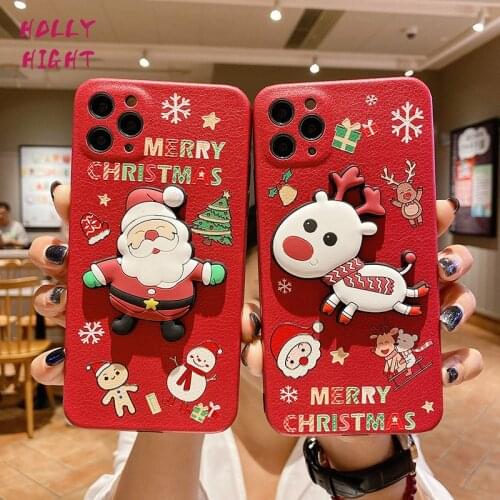 Cartoon Christmas Phone Case for IPhone 12 Mini XR 8 7 6S Plus X 11 Pro XS Max 5S SE 2020 Case Silicone Soft TPU Cover Coque Elk