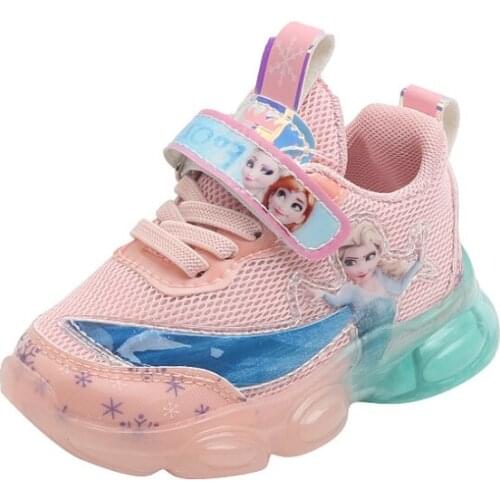 Disney Frozen Kids Shoes With Lights Toddler Boys Glowing Casual Sneakers Children Sports Shoes for Baby Girls LED Sneaker