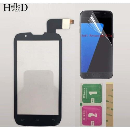 Mobile Touch Screen Digitizer Glass Panel For Highscreen Boost DNS S4502 S4502M Touch Screen Front Glass Sensor + Protector Film