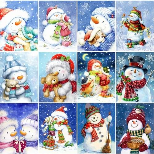 Evershine Diamond Embroidery Snowman Picture Of Rhinestones Diamond Painting Cartoon Mosaic Cross Stitch Kit Christmas Wall Art