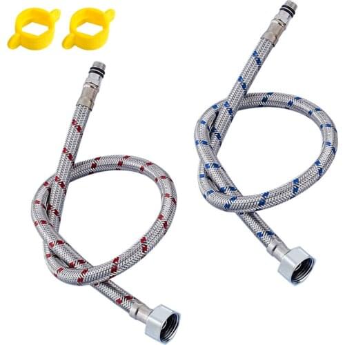 G1/2 G3/8 G9/16 50cm 1 pair Stainless Steel Flexible Plumbing Pipes Cold Hot mixer Faucet Water supply pipe Hoses bathroom part