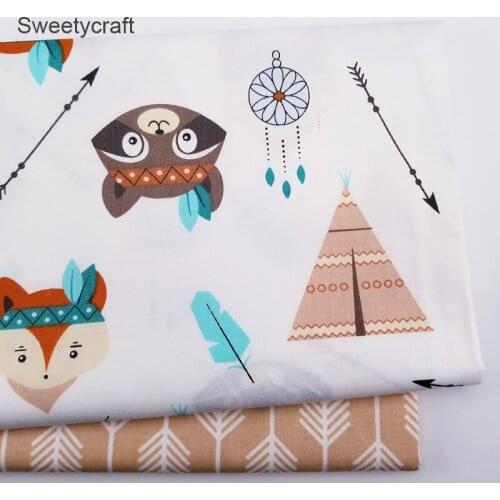 160*50cm Fox Arrow Print Cotton Fabric tela algodon patchwork baumwolle stoff for DIY sewing bedding sets material accessories