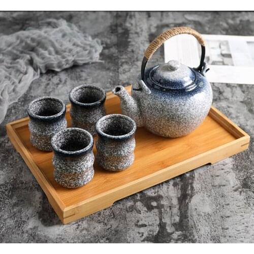 Japanese style ceramic teapot, snowflake hand-painted tea set, afternoon tea set, Korean tea cup, teapot, herbal tea set