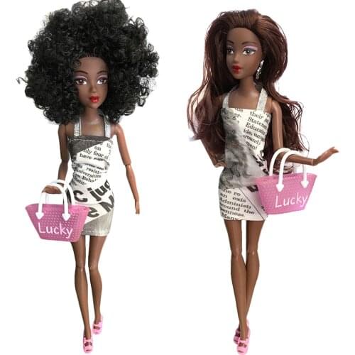 Baby Girls Black Doll Multi-joint Simulation Black Doll With Curly Hair BJD Doll 1/6 Toys For Girls Kids Baby Toy Gift