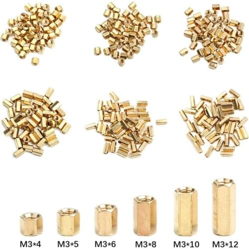 50Pcs M3*4/5/6/8/10/12 Female female Hex head Brass Spacing Screws Threaded Pillar PCB Computer PC Motherboard StandOff Spacer