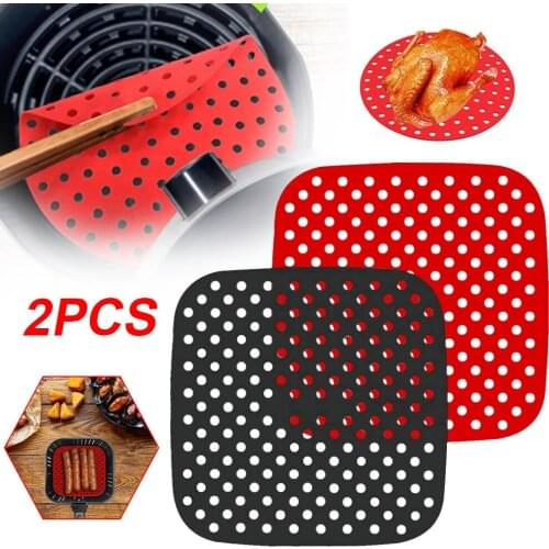 Reusable Air Fryer Liner BPA-free Anti-slip Round Air Fryer Mat Non-Stick Steaming Basket Mat Baking Cooking Kitchen Tools