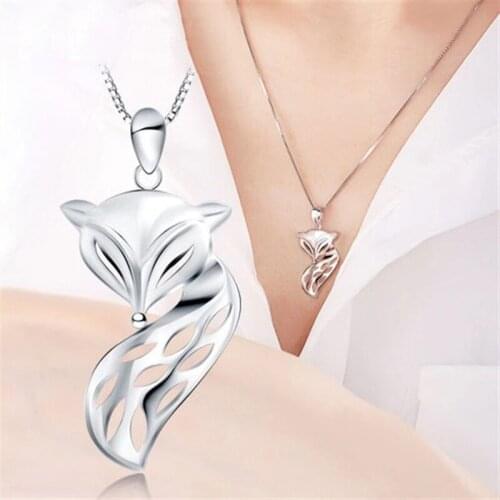 Fashion Animal Jewelry Unique Charm Fox Pendant Necklace For Women Wedding Party S925 Cute Choker Valentines Day Best Gift