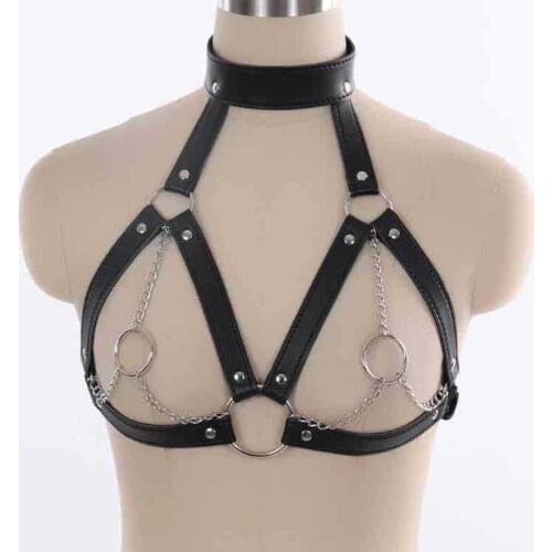 Vacuum stimulator Belt Trendy Womens Belt Accessories Leather Metal Chain Chest Strap clitoris sucker