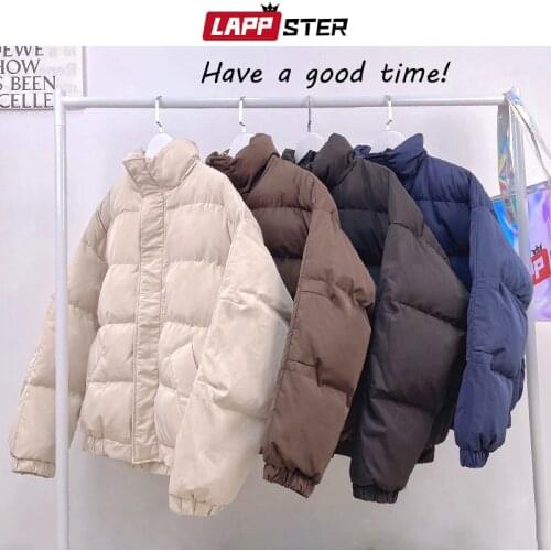 LAPPSTER Men Harajuku Solid Puffer Winter Jacket 2021 Mens Japanese Streetwear Oversized Bubble Coat Male Korean Fashion Parkas