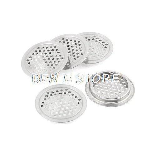 5pcs Office Round Metal Air Vent Hole Ventilation Louver 53mm Dia Botton