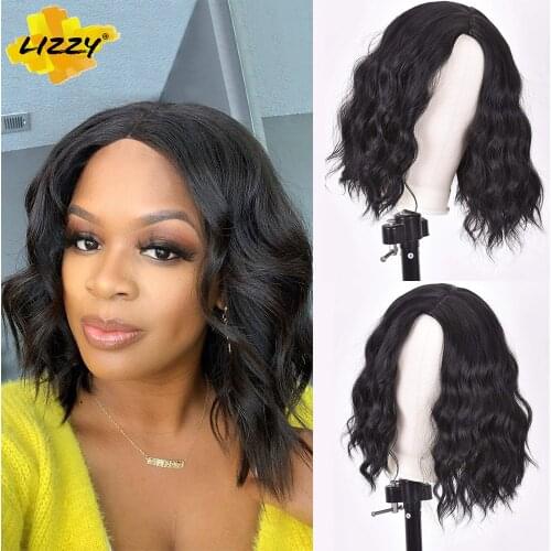 Short Hair Wavy Bob Wig Synthetic Soft Water Wave Wigs For Black Women Ombre Glueless Natural Heat Resistant Cosplay Wig Lizzy