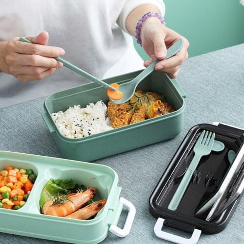 Plastic Lunch Bento Box Microwave Heating Split Double Layer Food Storage for Kids Student Salad Fruit Container Kitchen Tools