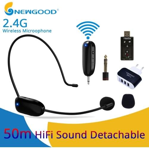 Professional Mini 2.4G Wireless Microphone Systems Speech Headset Megaphone Mic For Computer PC Loudspeaker Teaching Tour Guide