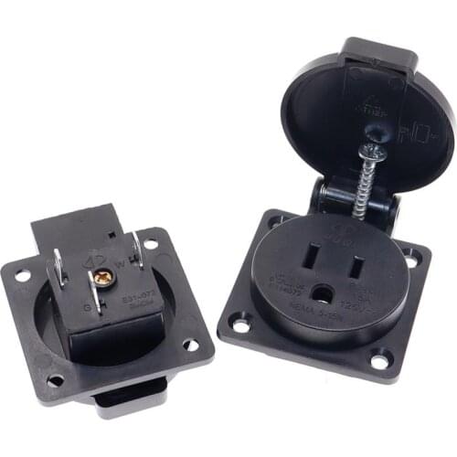 US NEMA 5-15R AC Power Industrial Socket 125V 15A Multifunction Outdoor Waterproof Outlet Power Wire Receptacle Socket Adapter I