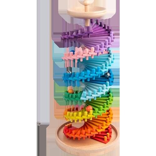 Rainbow Wood Building Blocks Game Educational Toy Handmade Bedroom Ornaments