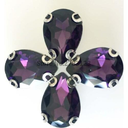 Factory sales deep purple D shape claw Water Prop Shapes AAA+ Glass Crystal sew on loose rhinestones,diy/Clothing accessories