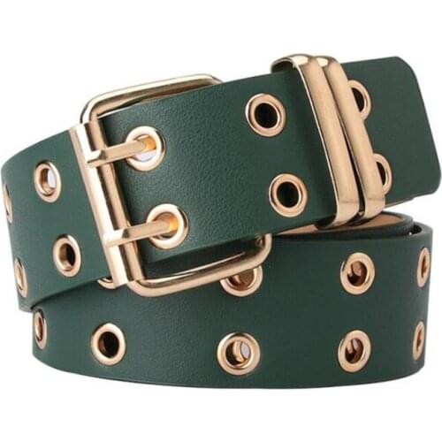 New 3.8*105cm Wild Waist Band Double Pin Buckle Exhaust Eye Belt Women Strap Jeans Trouser Waistband