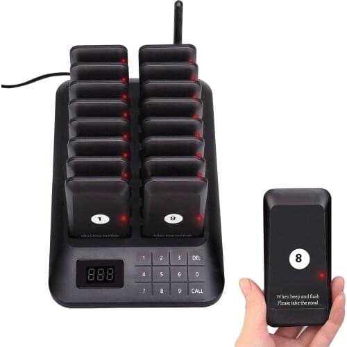 Restaurant Pager Buzzer Wireless Call 16 Coaster Receiver For Church Nurse Medical Queue System Table Service