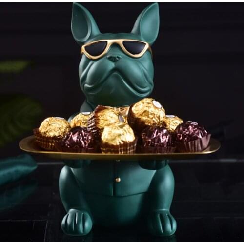 Nordic French Bulldog Sculpture Dog Statue Statue Jewelry Storage Table Decoration Gift Belt Plate Glasses Tray Home Art Statue