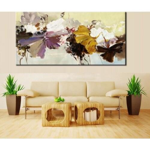 Modern Abstract Canvas Painting Wall Art Poster Hand Painted Flowers Prints on Canvas for Bedroom Living Room Home Decoration