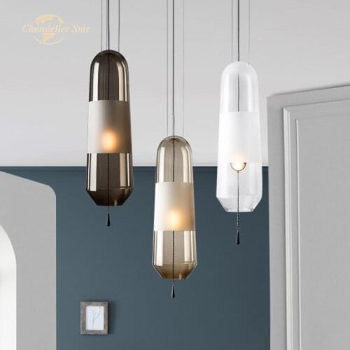 Modern LED Chandeliers Lighting Nordic Metal Transparent Glass Pendant Hanging Lamps Bedroom Living Room Lights Lustre Fixture