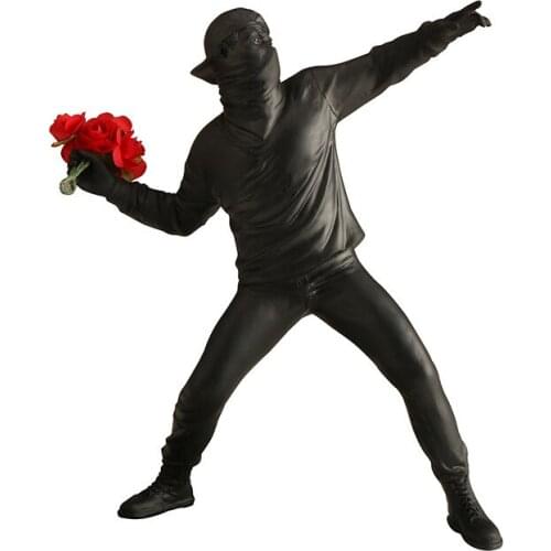 Boy Flower Thrower Statue Bomber Home Decoration Accessories Modern Ornaments Figurine Collectible Statues Sculptures Banksy