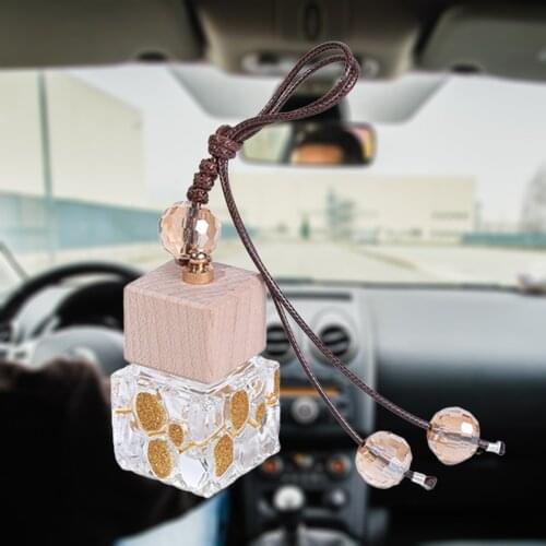 Glass Refillable Empty Hanging Perfume Bottle Essential Oil Air Freshener Bottle Dispenser Holder 10ml Car Room Toilet Decor